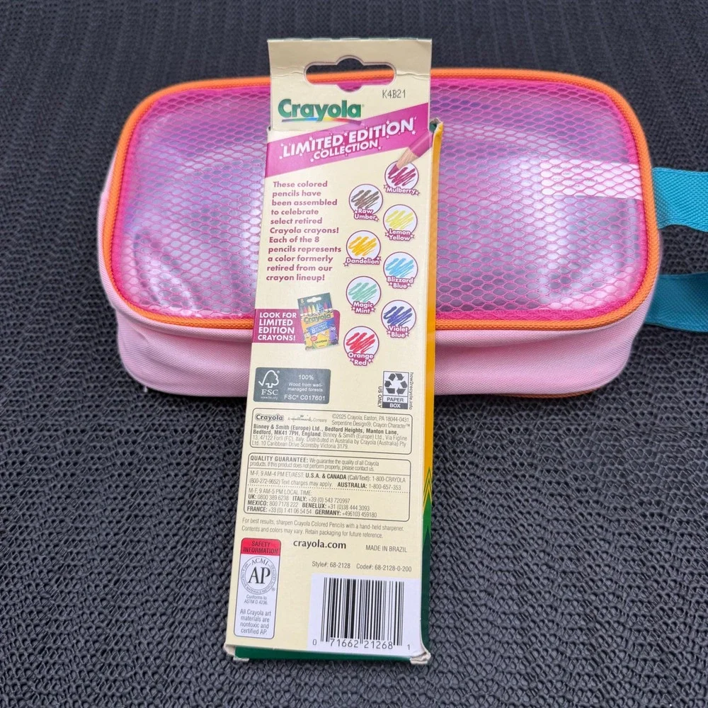 Yoobi Pink Mesh Pencil Pouch with Crayola Limited Edition Retired Colors 8ct